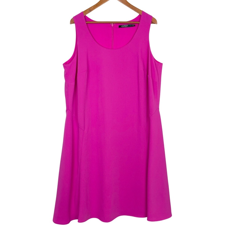 Lauren Ralph Lauren Fuchsia Sleeveless Fit Flare Dress 14W Classic Preppy Summer